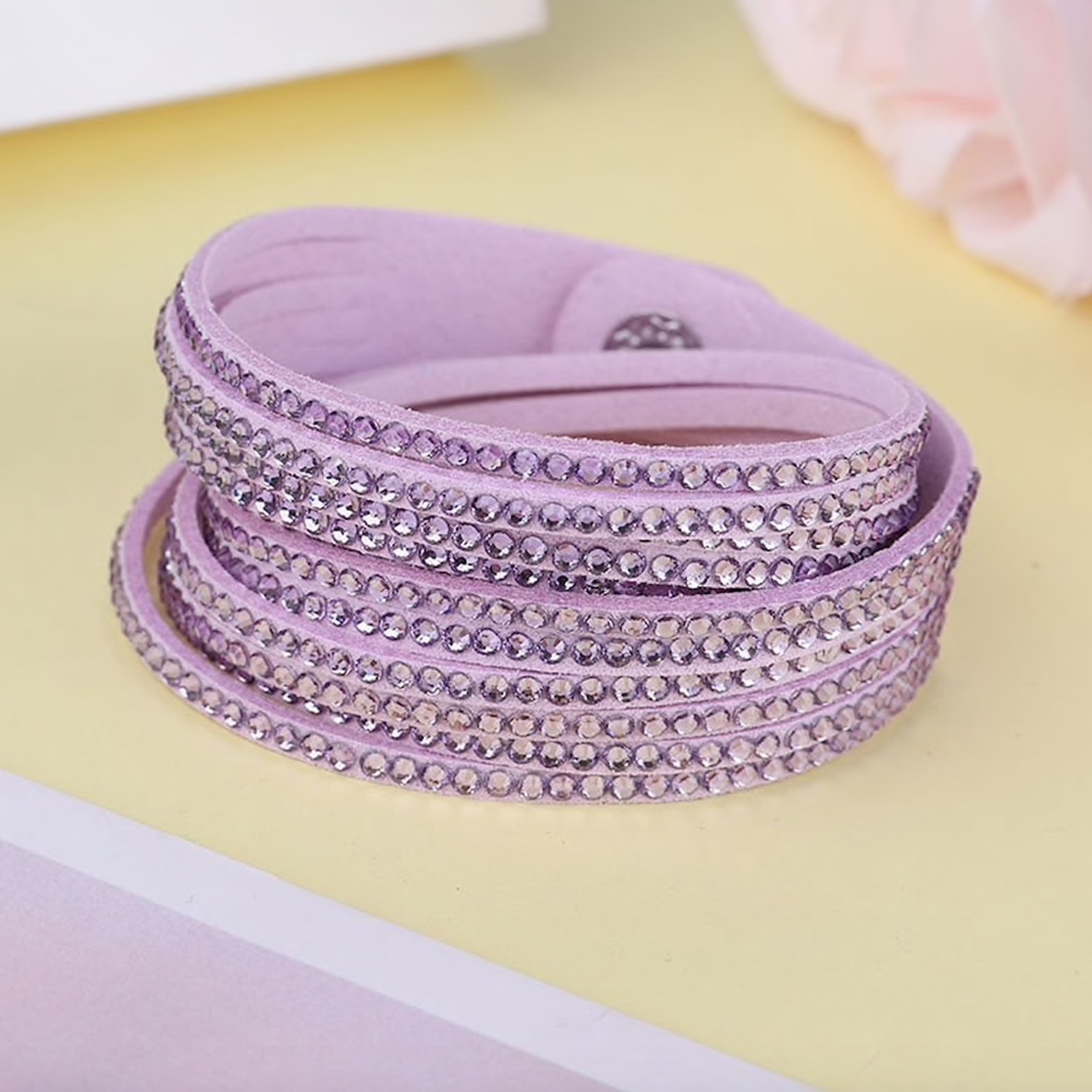Purple Studded Vegan Suede Leather Wrap Br…